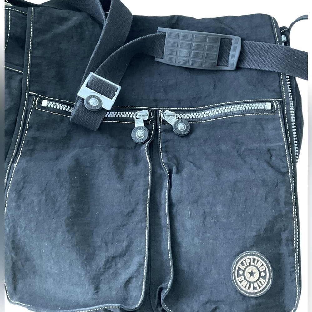 Kipling Black Nylon Expandable Laptop Messenger Bag Large - Picture 7 of 15